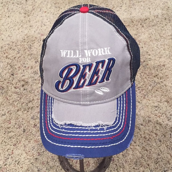 Farm Boy Other - Men’s Farm Boy Blue “Will Work For Beer” Cap